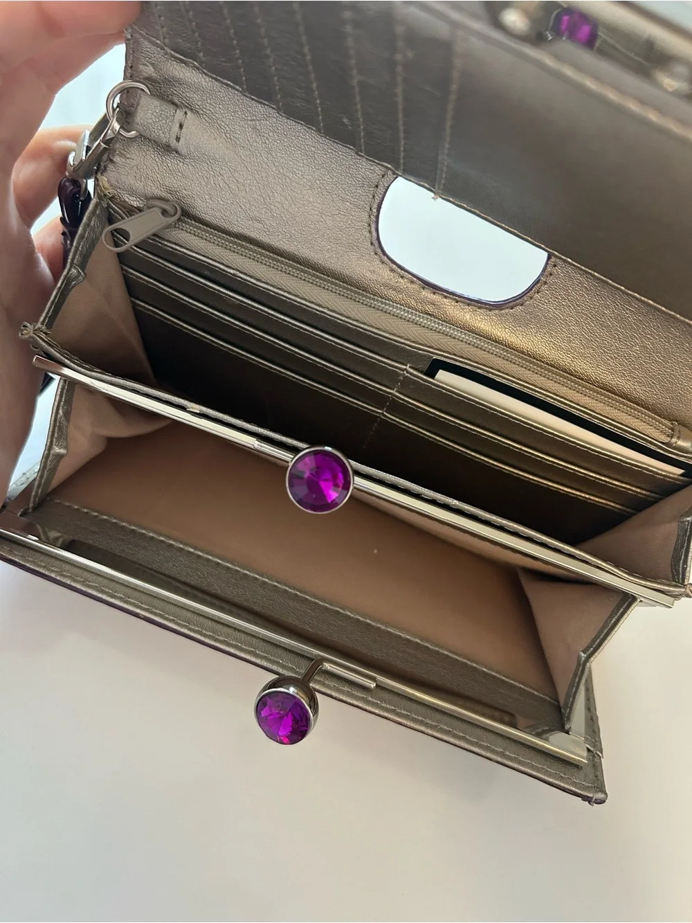 Nine West Purple Patent Wristlet Clutch
